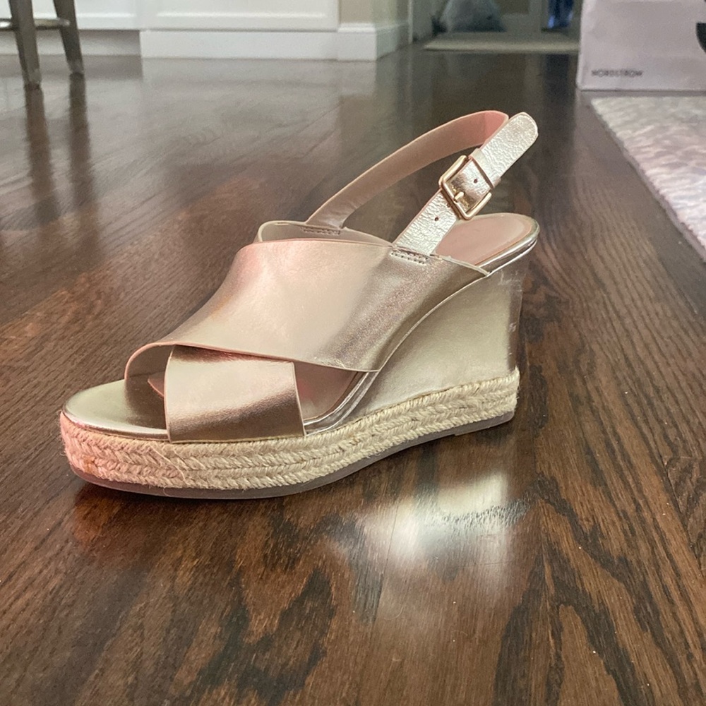 H by Halston Gold Espadrille Wedges